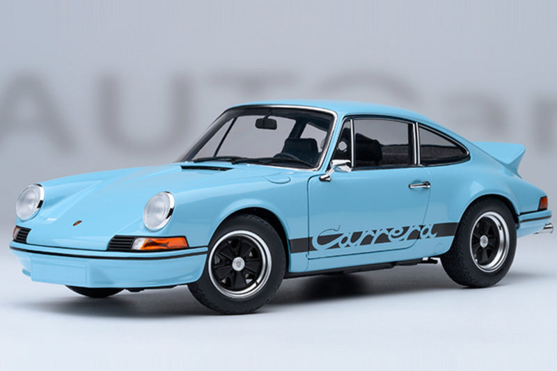 Porsche 911 Carrera RS 2.7 (1973) | 1:18 Scale Model Car by AUTOart | Gulf Blue w/Black Stripes Variant