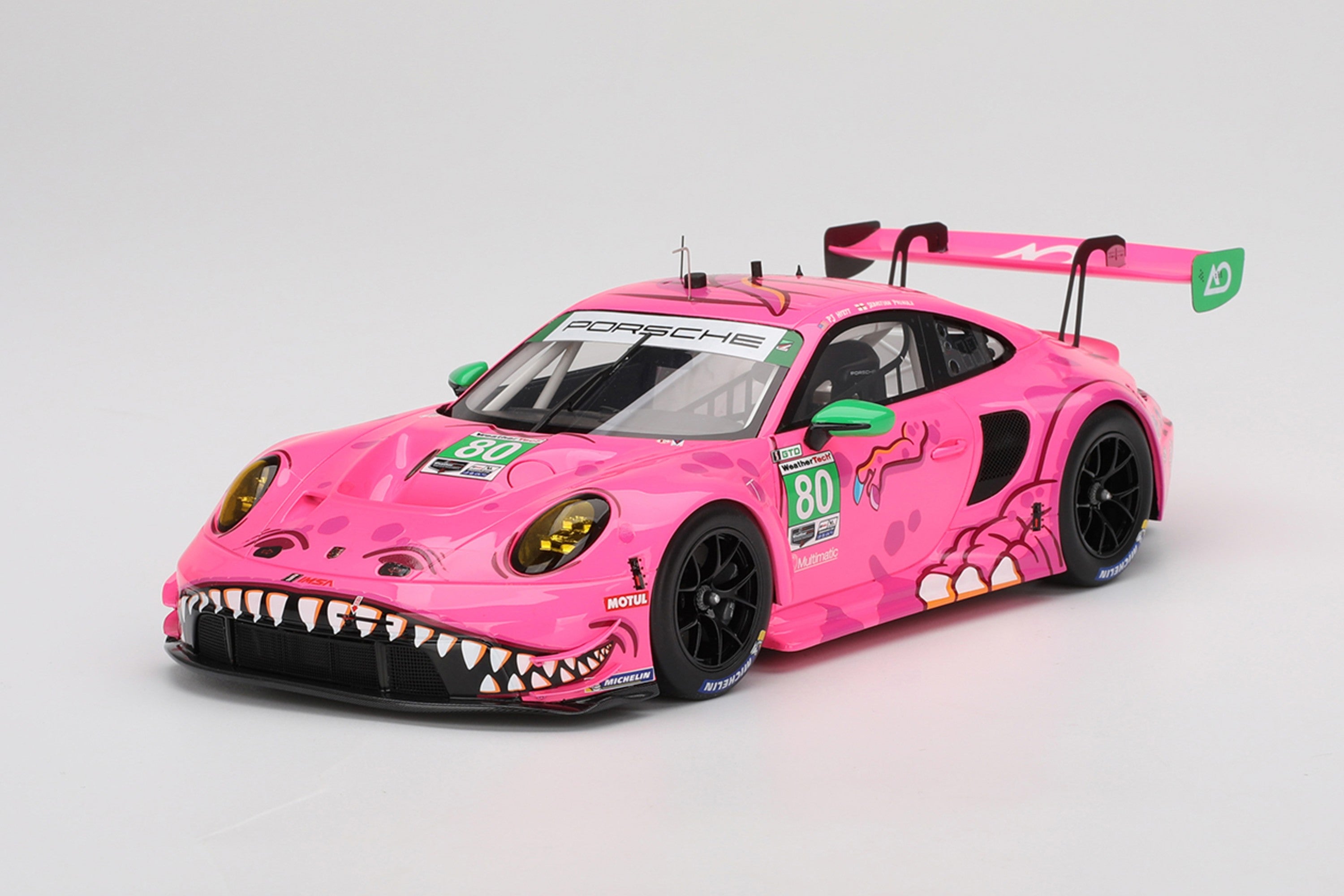 Porsche 911 GT3 R (AO Racing #80 "Roxy" 2023 IMSA VIR) | 1:18 Scale Model Car by TopSpeed | Front Quarter