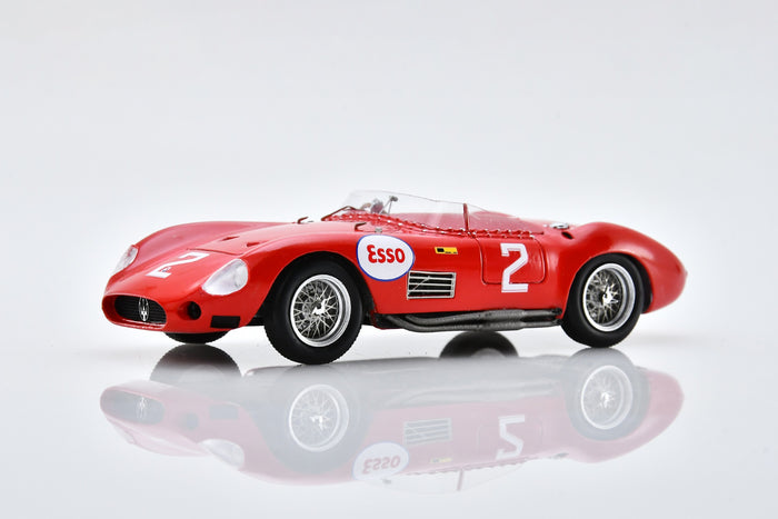 1:43 scale model Maserati 300S (1957 Cuban Grand Prix Winner) by Spark | Front Quarter View