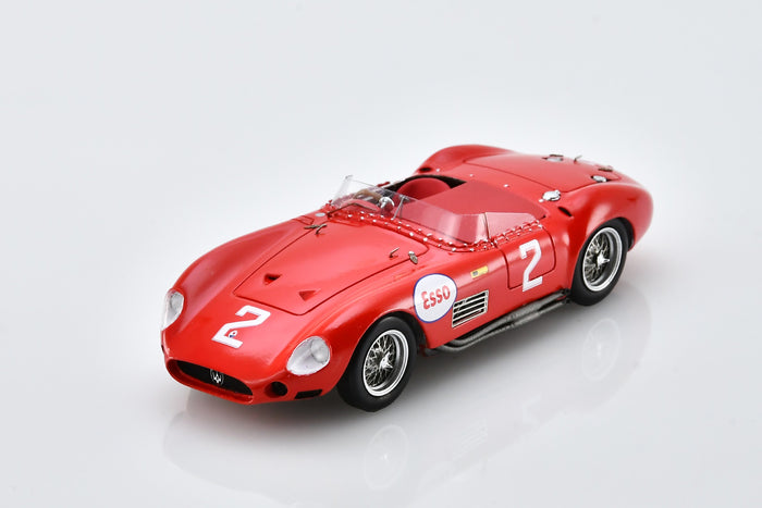 1:43 scale model Maserati 300S (1957 Cuban Grand Prix Winner) by Spark | Front Overhead View