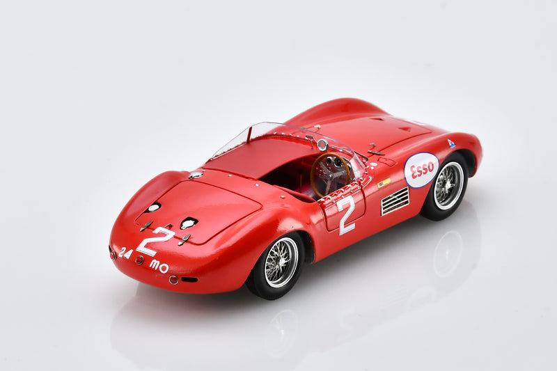 1:43 scale model Maserati 300S (1957 Cuban Grand Prix Winner) by Spark | Rear Overhead View