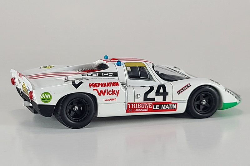 Porsche 907 (18th Place, 1972 Le Mans) | 1:43 Scale Model Car by Spark | Rear Quarter