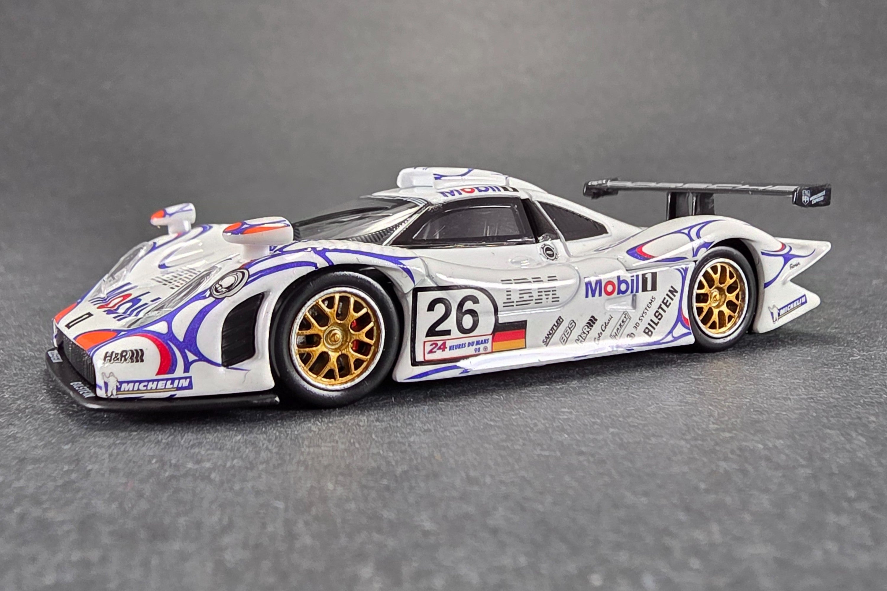1:64 Scale Model Porsche 911 GT1 LM (1998 Le Mans Winner) by Trends Hobby | Front Quarter