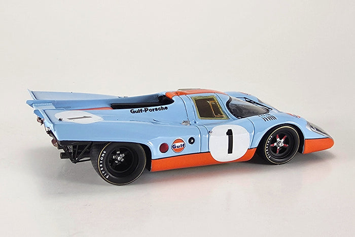 Porsche 917K (Gulf Wyer Racing, Sebring 1971) | 1:43 Scale Model Car by Spark | #1, Rear Quarter