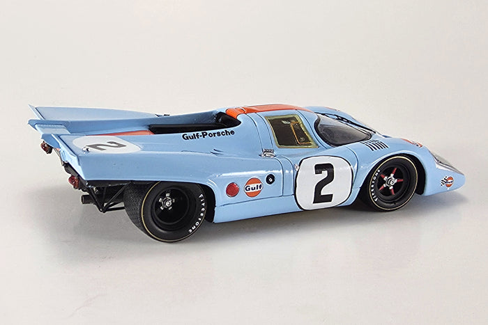 Porsche 917K (Gulf Wyer Racing, Sebring 1971) | 1:43 Scale Model Car by Spark | #2, Rear Quarter