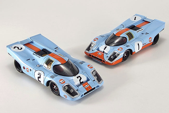 Porsche 917K (Gulf Wyer Racing, Sebring 1971) | 1:43 Scale Model Car by Spark | Two Cars