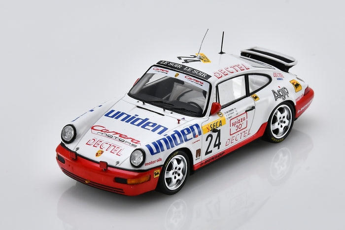 1:43 scale model Porsche 911 Carrera 2 (1991 Spa 24 Hours, #24) by Spark | Front Overhead View