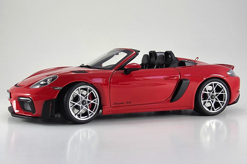 Porsche 718 Spyder RS (2023) | 1:18 Scale Diecast Model Car by Norev | Guards Red Front Quarter