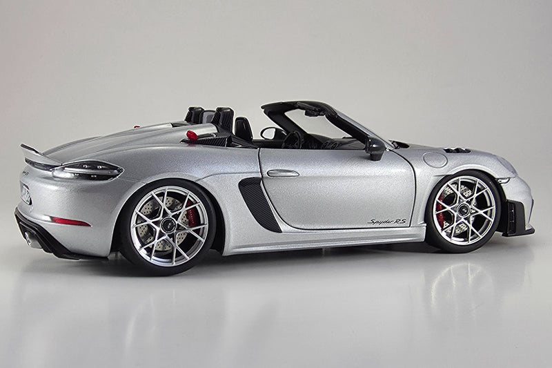Porsche 718 Spyder RS (2023) | 1:18 Scale Diecast Model Car by Norev | GT Silver Rear Quarter