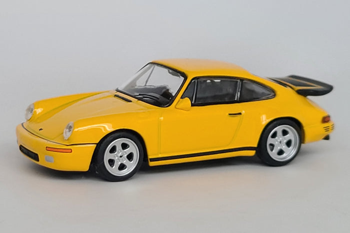 Ruf CTR Yellowbird (1987) | 1:64 Scale Diecast Model Car by Mini GT | Front Quarter