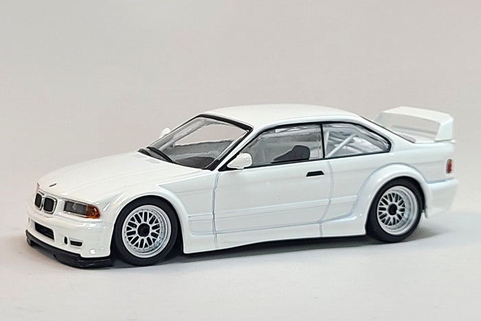 BMW M3 GTR (E36) | 1:43 Scale Diecast Model Car by Maxichamps | White | Front Quarter