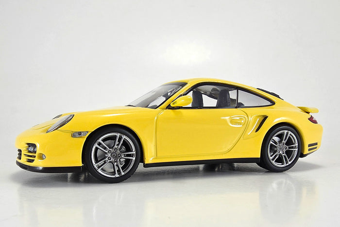 1:43 scale diecast Porsche 911 Turbo (997) by Maxichamps | Left Front Quarter