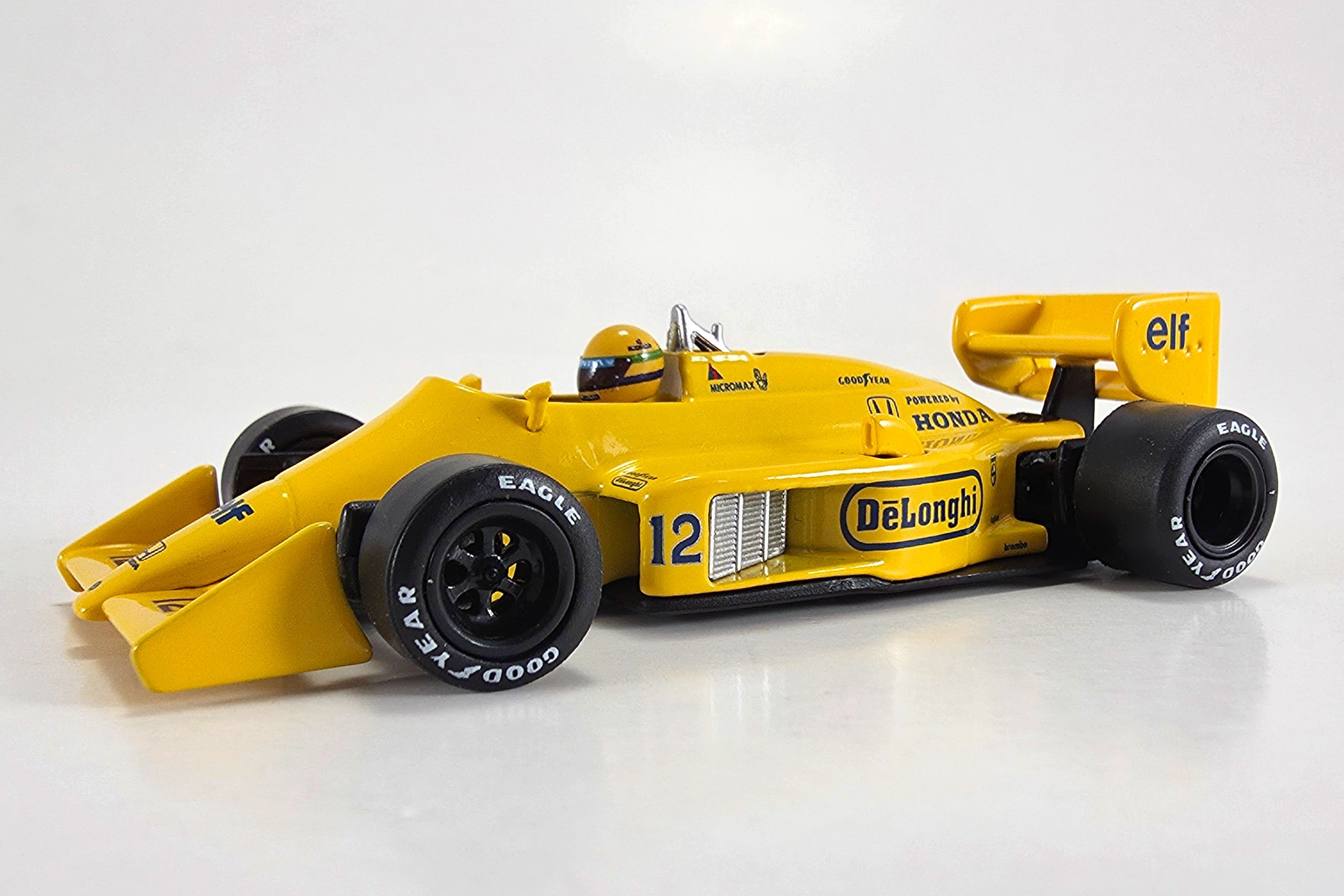 1:64 scale diecast Lotus 99T Honda (1987 Monaco Grand Prix Winner) by Mini GT | Left Front Quarter