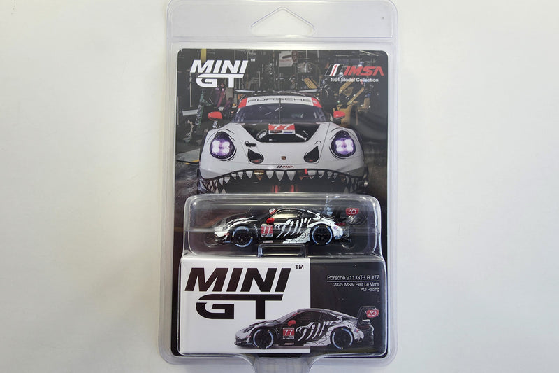 1:64 Scale Porsche 911 GT3 R (AO Racing #77 2025 Petit Le Mans) by Mini GT | Original Packaging