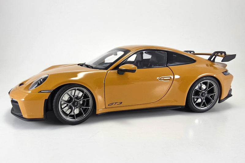 Porsche 911 GT3 (992) | 1:18 Scale Diecast Model Car by Norev | Bahama Yellow Front Quarter