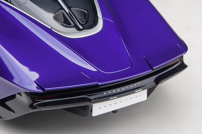 1:18-Scale Model McLaren Speedtail by AUTOart | Lantana Purple | Detailed view of moveable winglets