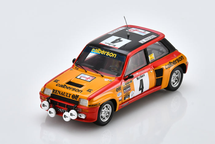 1:43 scale model Renault 5 Turbo (1980 Tour Auto, #4) by Spark | Front Overhead View