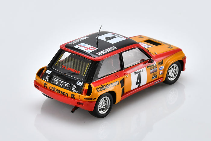 1:43 scale model Renault 5 Turbo (1980 Tour Auto, #4) by Spark | Rear Overhead View