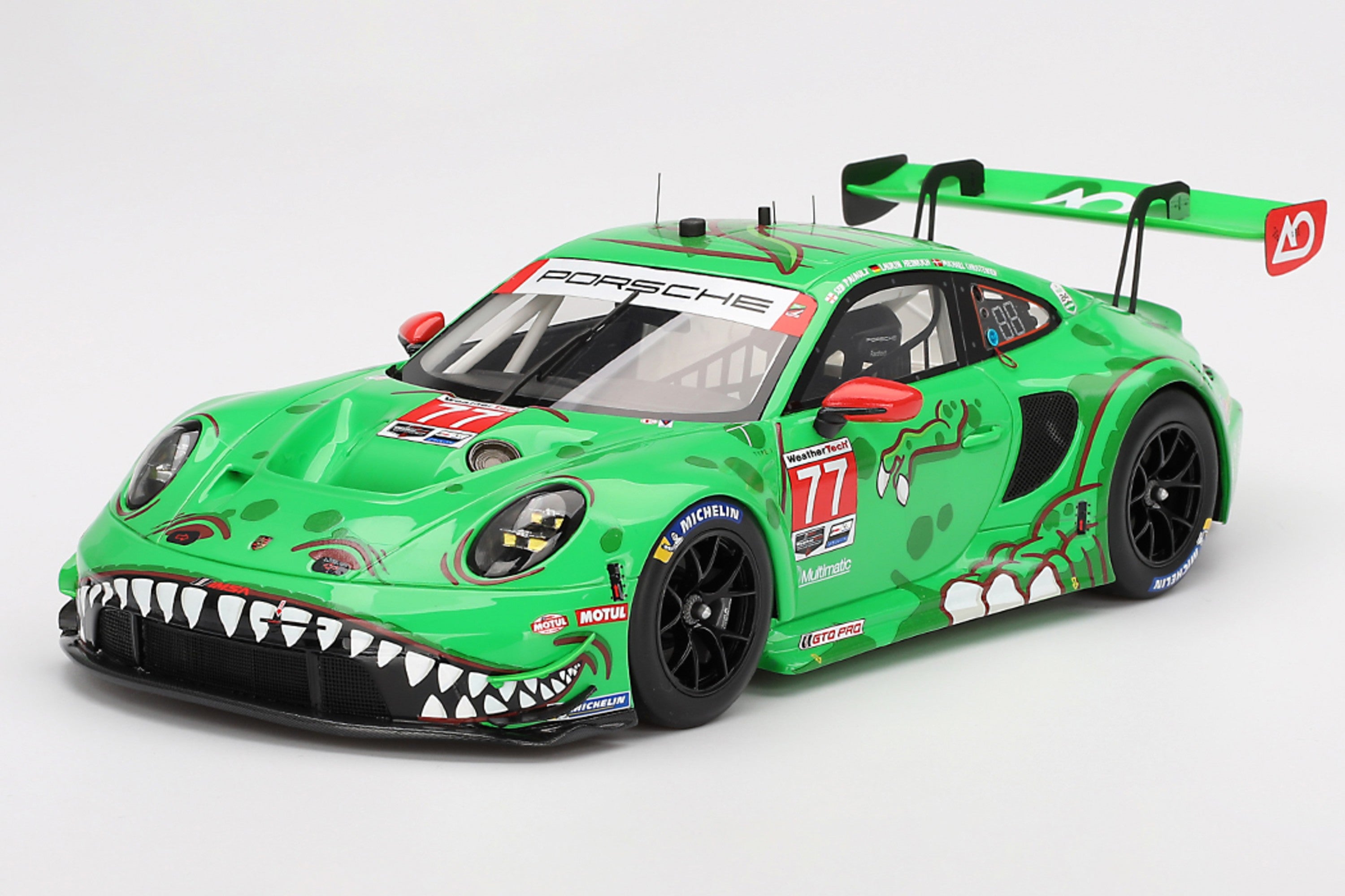 Porsche 911 GT3 R (AO Racing "Rexy" 2024 Daytona 24) | 1:18 Scale Model Car by TSM | Front Quarter
