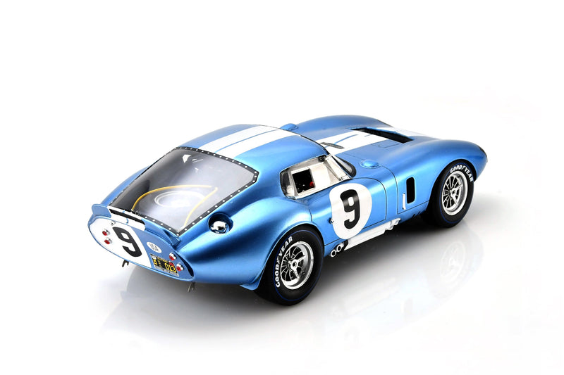 1:18 scale Shelby Cobra Daytona Coupe (1965 Le Mans #9) by Spark | Rear Quarter