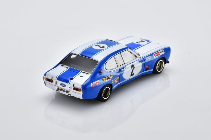 1:43 scale model Ford Capri RS 2600 (1972 Spa 24 Hours Winner) by Spark | Rear Overhead View