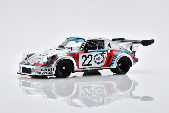 1:43 scale model Porsche 911 Carrera RSR Turbo (2nd Place, 1974 Le Mans) by Spark |  Front Quarter View