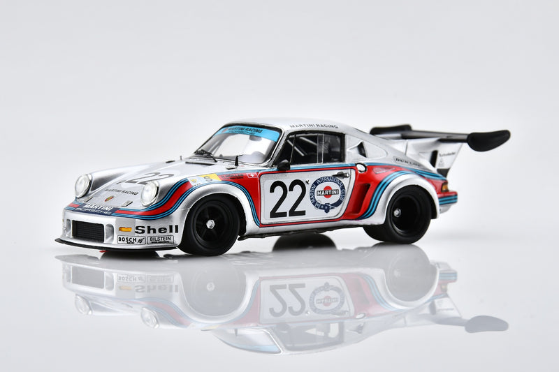 1:43 scale model Porsche 911 Carrera RSR Turbo (2nd Place, 1974 Le Mans) by Spark |  Front Quarter View