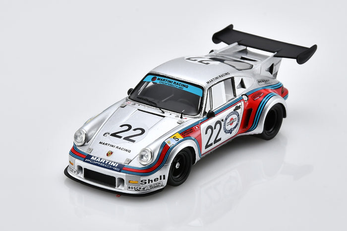 1:43 scale model Porsche 911 Carrera RSR Turbo (2nd Place, 1974 Le Mans) by Spark |  Front Overhead View
