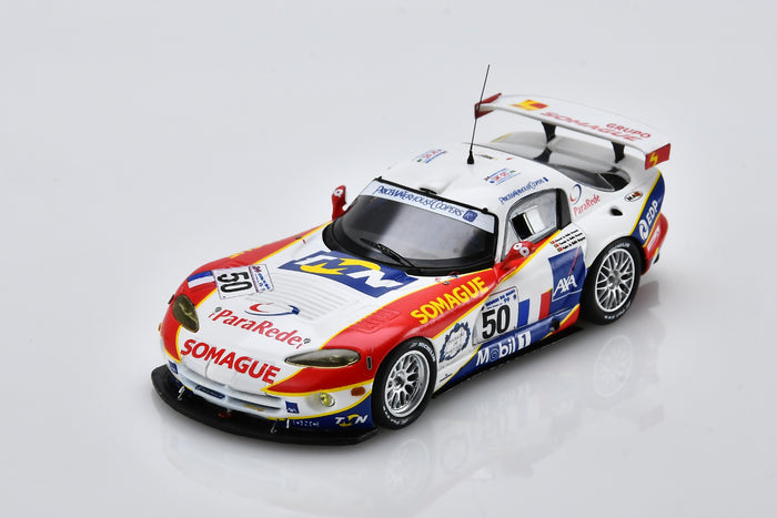 1:43 scale model Dodge (Chrysler) Viper GTS-R (#50, Le Mans 1999) by Spark | Front Overhead View