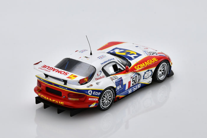1:43 scale model Dodge (Chrysler) Viper GTS-R (#50, Le Mans 1999) by Spark | Rear Overhead View