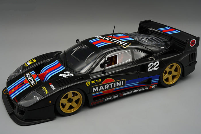 1:12 scale model Ferrari F40 LM by Tecnomodel | Black with Martini Livery Variant