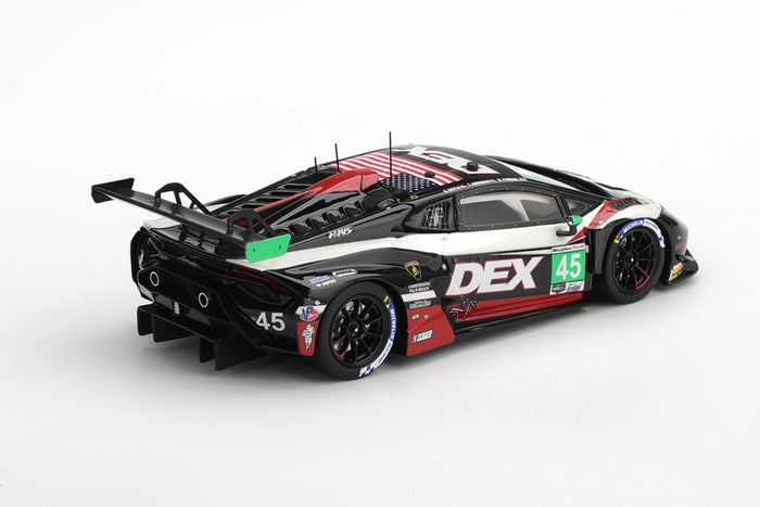 1:43 scale model Lamborghini Huracan GT3 EVO2 (DEX Wayne Taylor Racing #45 - 2026 IMSA Laguna Seca) by TSM | Rear Quarter View