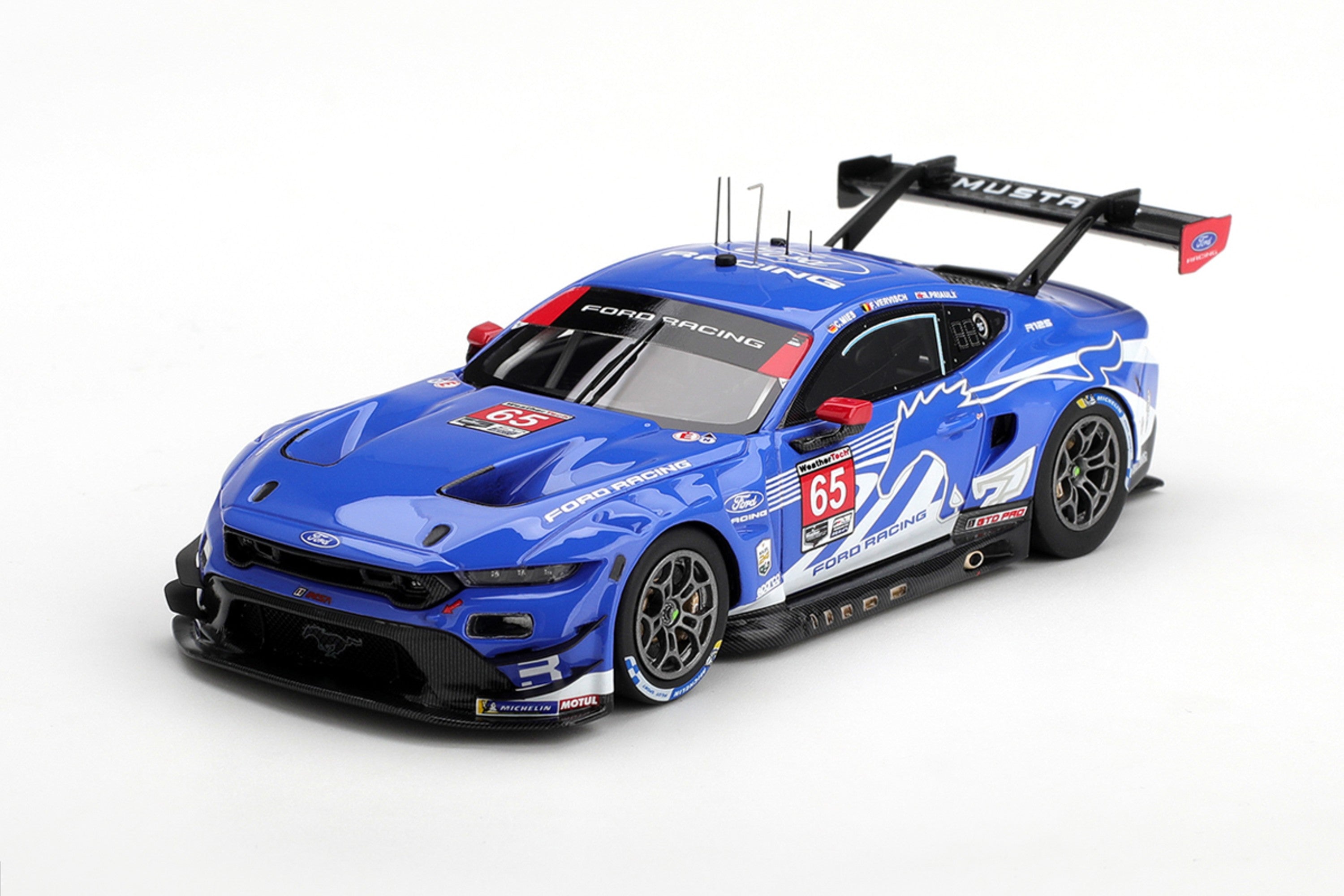 1:43 scale model Ford Mustang GT3 (2026 Daytona 24 Hours #65) by TSM | Front Quarter View