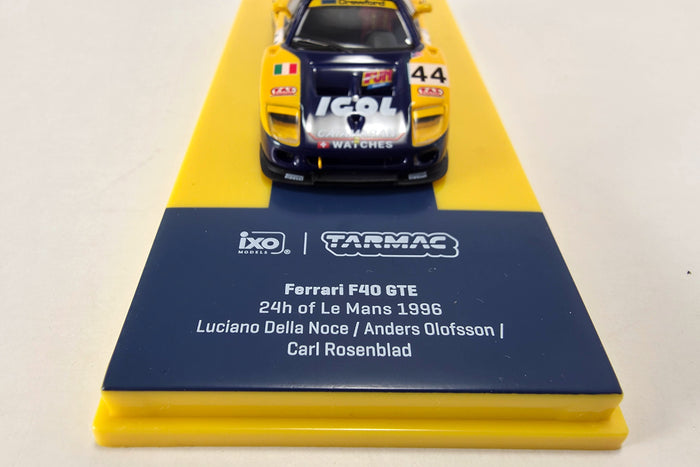 1:64 scale diecast Ferrari F40 GTE (1996 24 Hours of Le Mans #44) by Tarmac Works | Display Base