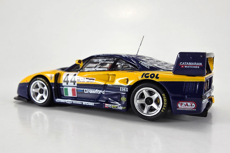 1:64 scale diecast Ferrari F40 GTE (1996 24 Hours of Le Mans #44) by Tarmac Works | Left Rear Quarter